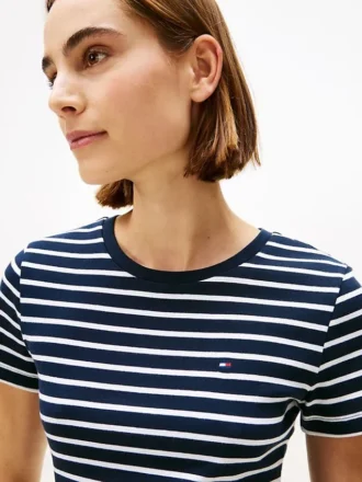 Randig T-shirt med rund hals