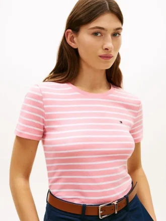 Randig T-shirt med rund hals
