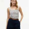 Randig tank top med fyrkantig halsringning i pointelle Randig tank top med fyrkantig halsringning i pointelle