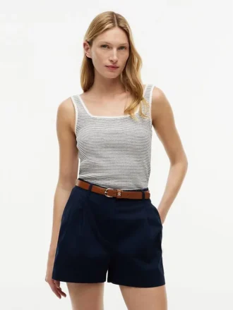 Randig tank top med fyrkantig halsringning i pointelle