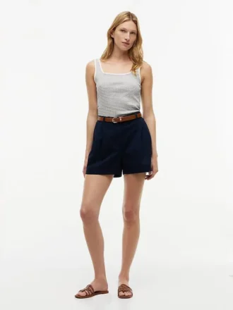 Randig tank top med fyrkantig halsringning i pointelle