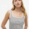 Randig tank top med fyrkantig halsringning i pointelle Randig tank top med fyrkantig halsringning i pointelle