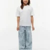 Randiga pull-on-Jeans med vida ben för barn