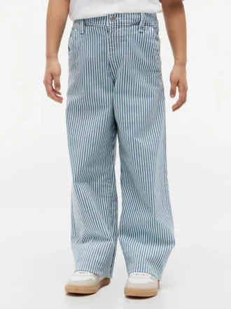 Randiga pull-on-Jeans med vida ben för barn
