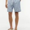 Randiga shorts i bomulls- och linneblandning, 7 tum