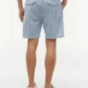 Randiga shorts i bomulls- och linneblandning, 7 tum