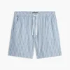 Randiga shorts i bomulls- och linneblandning, 7 tum