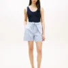 Randiga shorts i linneblandning med bälte Randiga shorts i linneblandning med bälte