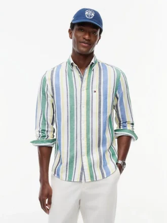 Regular Bold Stripe Linen-Blend Shirt