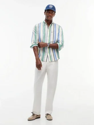 Regular Bold Stripe Linen-Blend Shirt