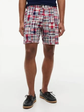 Regular Fit 7″ Patchwork Madras Shorts