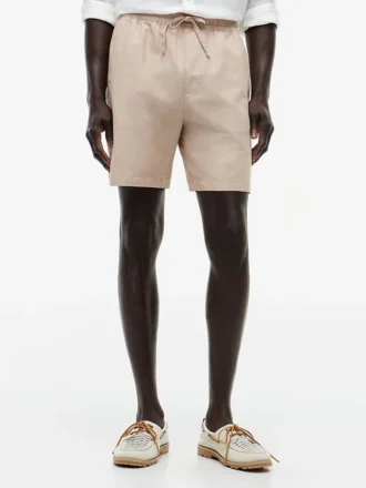 Regular Fit 7″ shorts i bomulls- och linneblandning