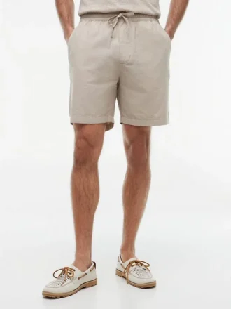 Regular Fit 7″ shorts i bomulls- och linneblandning