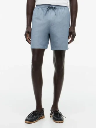 Regular Fit 7″ shorts i bomulls- och linneblandning