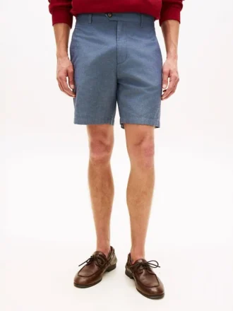 Regular Fit 7″ shorts i bomulls- och linneblandning