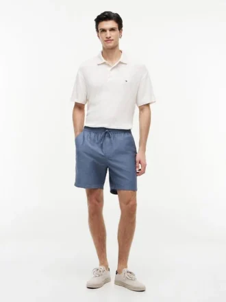 Regular Fit 7″ shorts i bomulls- och linneblandning