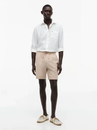 Regular Fit 7″ shorts i bomulls- och linneblandning