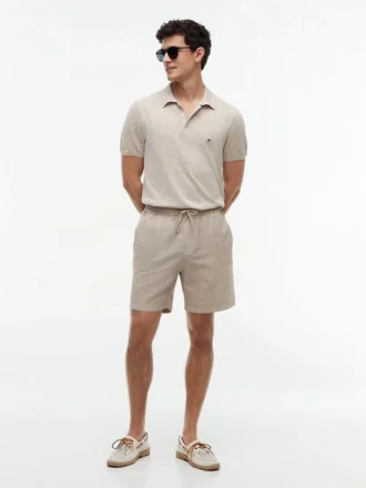 Regular Fit 7″ shorts i bomulls- och linneblandning
