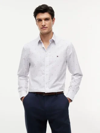 Regular Fit Allover Dot Fil Coupe-skjorta