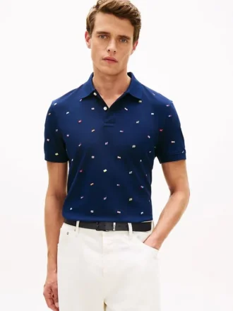 Regular Fit Allover Flag Pique Polo
