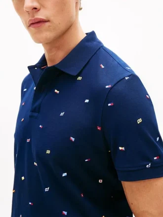 Regular Fit Allover Flag Pique Polo