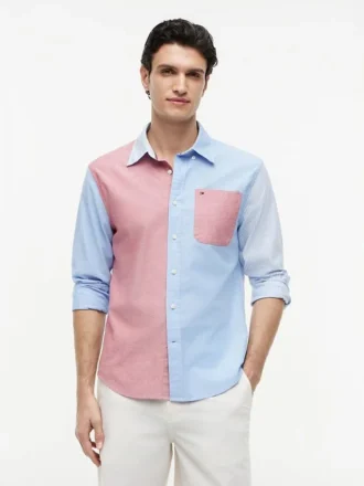 Regular Fit Colorblock Oxford-skjorta