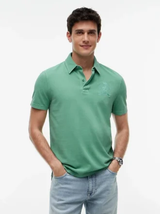 Regular Fit Garment-Dyed Crest Polo