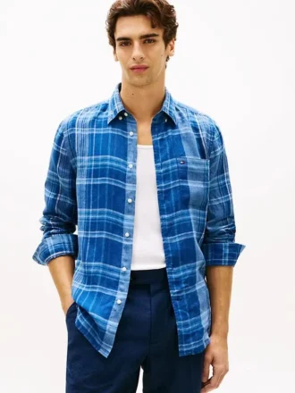 Regular Fit Madras Check Linen Shirt