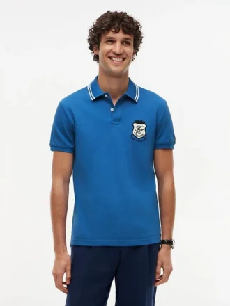 Regular Fit Monogram Crest Pique Polo