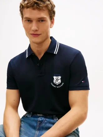 Regular Fit Monogram Crest Pique Polo