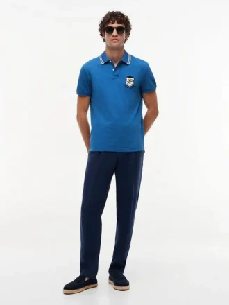 Regular Fit Monogram Crest Pique Polo