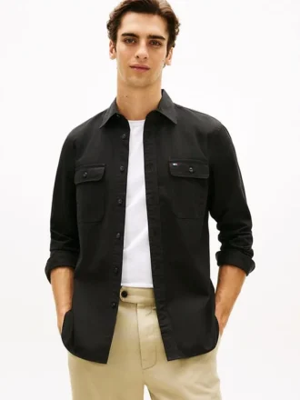 Regular Fit Overshirt i borstad twill