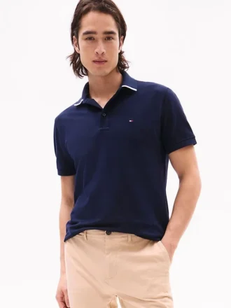Regular Fit Polo med logotyp under kragen