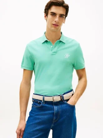 Regular Fit Script Monogram Pique Polo