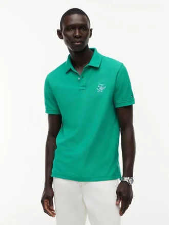 Regular Fit Script Monogram Pique Polo