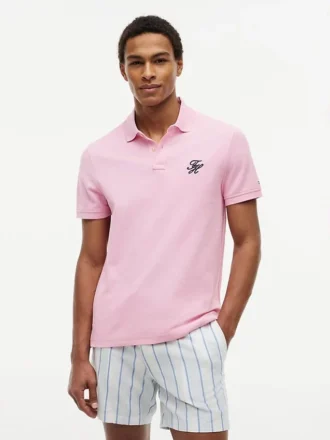 Regular Fit Script Monogram Pique Polo