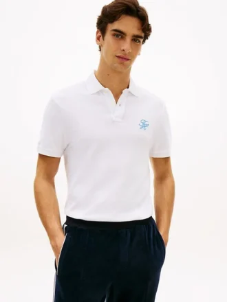 Regular Fit Script Monogram Pique Polo