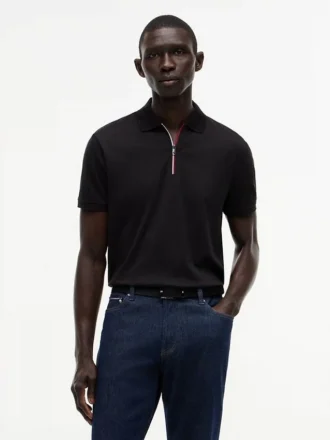 Regular Fit Smooth Cotton Zip Polo