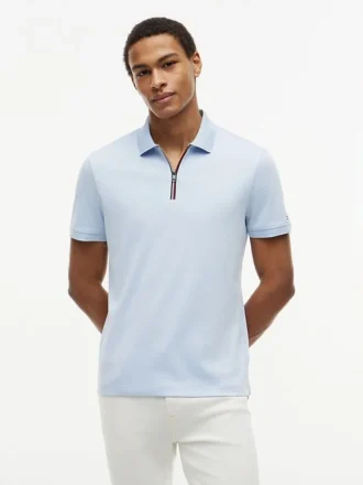 Regular Fit Smooth Cotton Zip Polo