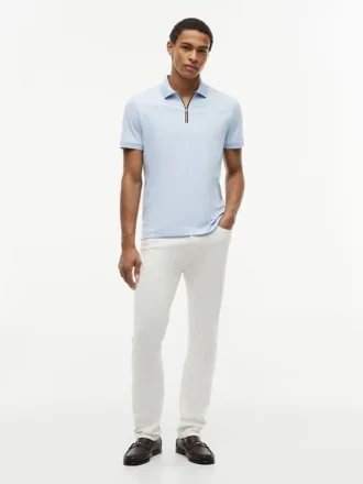 Regular Fit Smooth Cotton Zip Polo