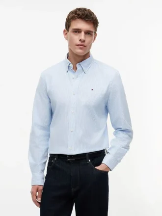 Regular Fit Stripe Stretch Oxford-skjorta