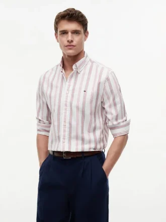 Regular Fit Stripe Stretch Oxford-skjorta