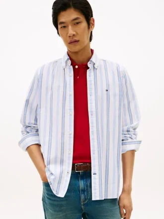 Regular Fit Stripe Stretch Oxford-skjorta