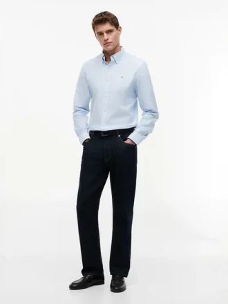 Regular Fit Stripe Stretch Oxford-skjorta