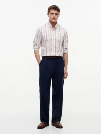 Regular Fit Stripe Stretch Oxford-skjorta