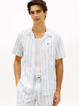 Regular Fit Striped Dobby Camp Shirt