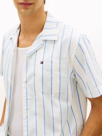 Regular Fit Striped Dobby Camp Shirt