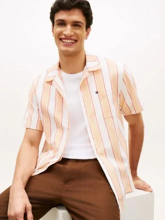 Regular Fit Striped Dobby Camp Shirt