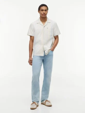 Regular Fit Striped Dobby Camp Shirt