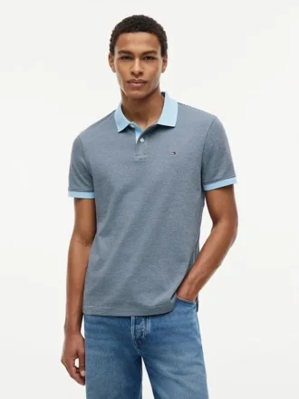 Regular Fit Striped Interlock Polo